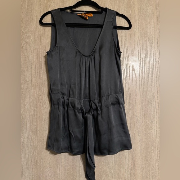 Tory Burch Gray Black Silk  Sleeveless Top - Picture 1 of 6